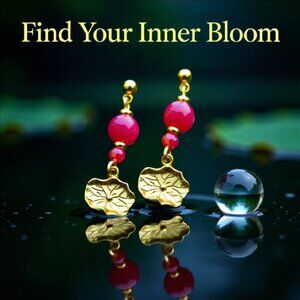 Gorgeous! Deep Rose Agates & Lotus Pad Earrings ~ Boldy Feminine & Alluring!